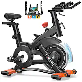 Pooboo - Exercise Bike,400 lbs Capacity Magnetic Stationary Bike with App Connectivity,Quiet 25dB Resistance&Heart Rate Monitor - Orange