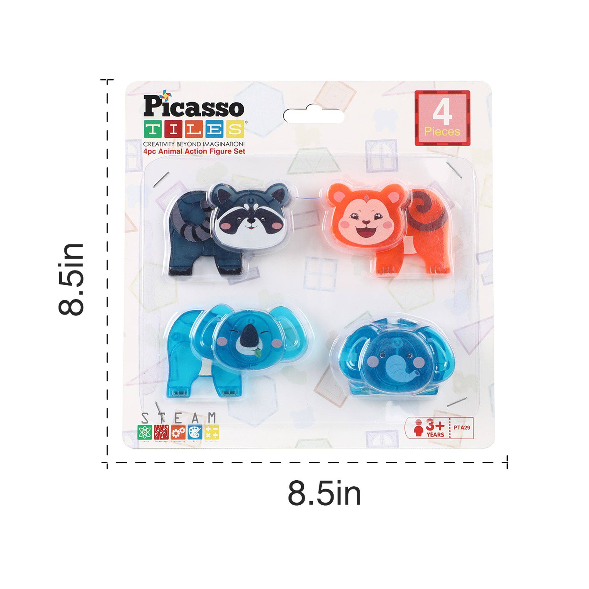 Picasso Tiles  
Creativity Beyond Imagination!  
4pc Animal Action Figure Set  

4 Pieces  

8.5in x 8.5in  

STEAM  

3+ Years  
PTA29