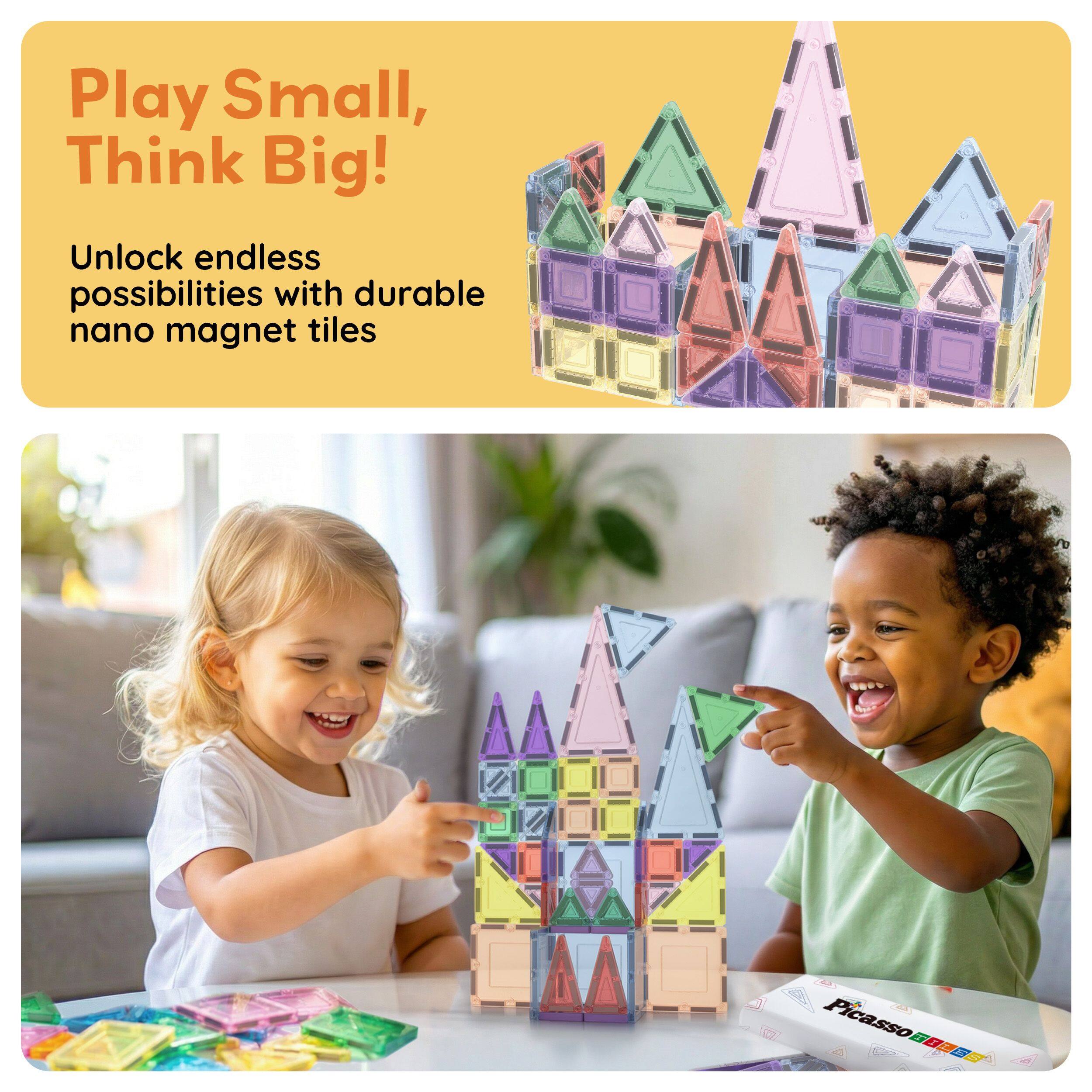 Play Small, Think Big!  
Unlock endless possibilities with durable nano magnet tiles