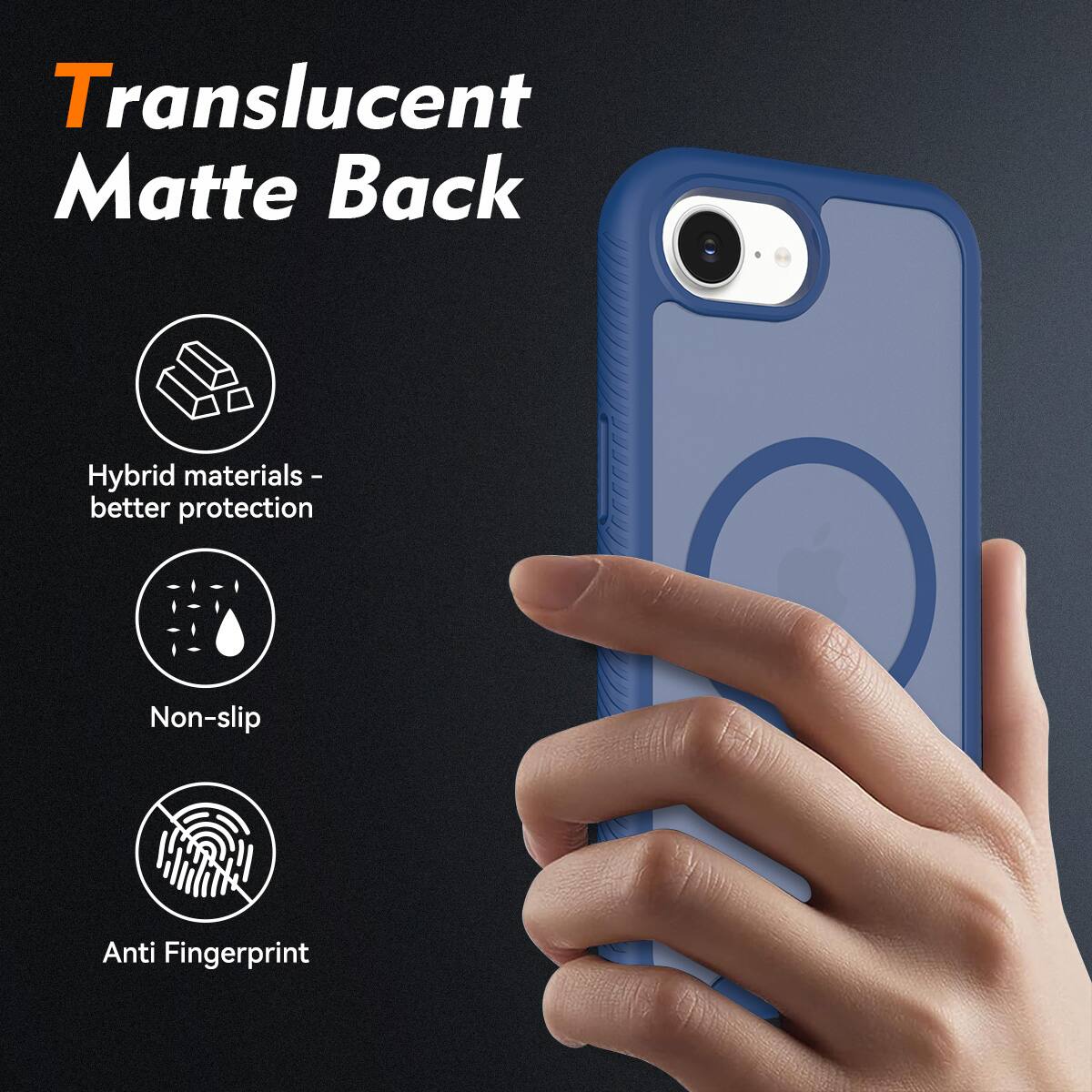 Translucent Matte Back Hybrid materials - better protection Non-slip Anti Fingerprint