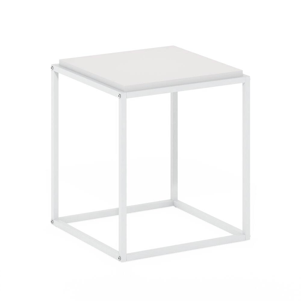 Angle. Furinno - MORETTI Night Stand, 1-Tier Stackable Metal Frame Nightstand, Side Table, End Table, Toolless Assembly - Solid White/White.