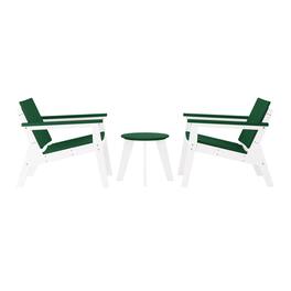 WestinTrends - Pacifica 3-Piece Outdoor HDPE Conversation Set with Deep Seating Chairs and Round Side Table - White/Dark Green