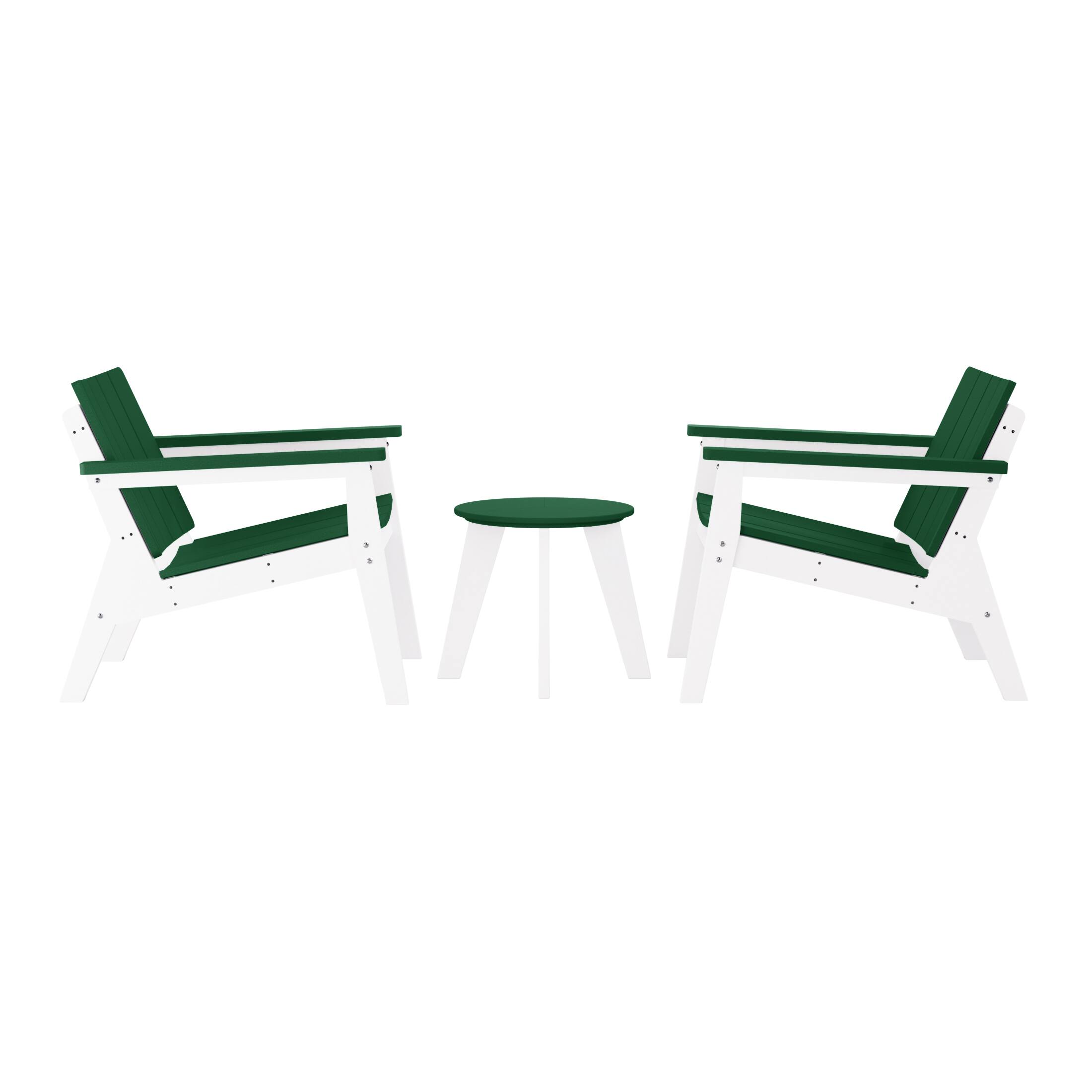 Front. WestinTrends - WestinTrends Pacifica 3-Piece Outdoor HDPE Conversation Set with Deep Seating Chairs and Round Side Table - White/Dark Green.
