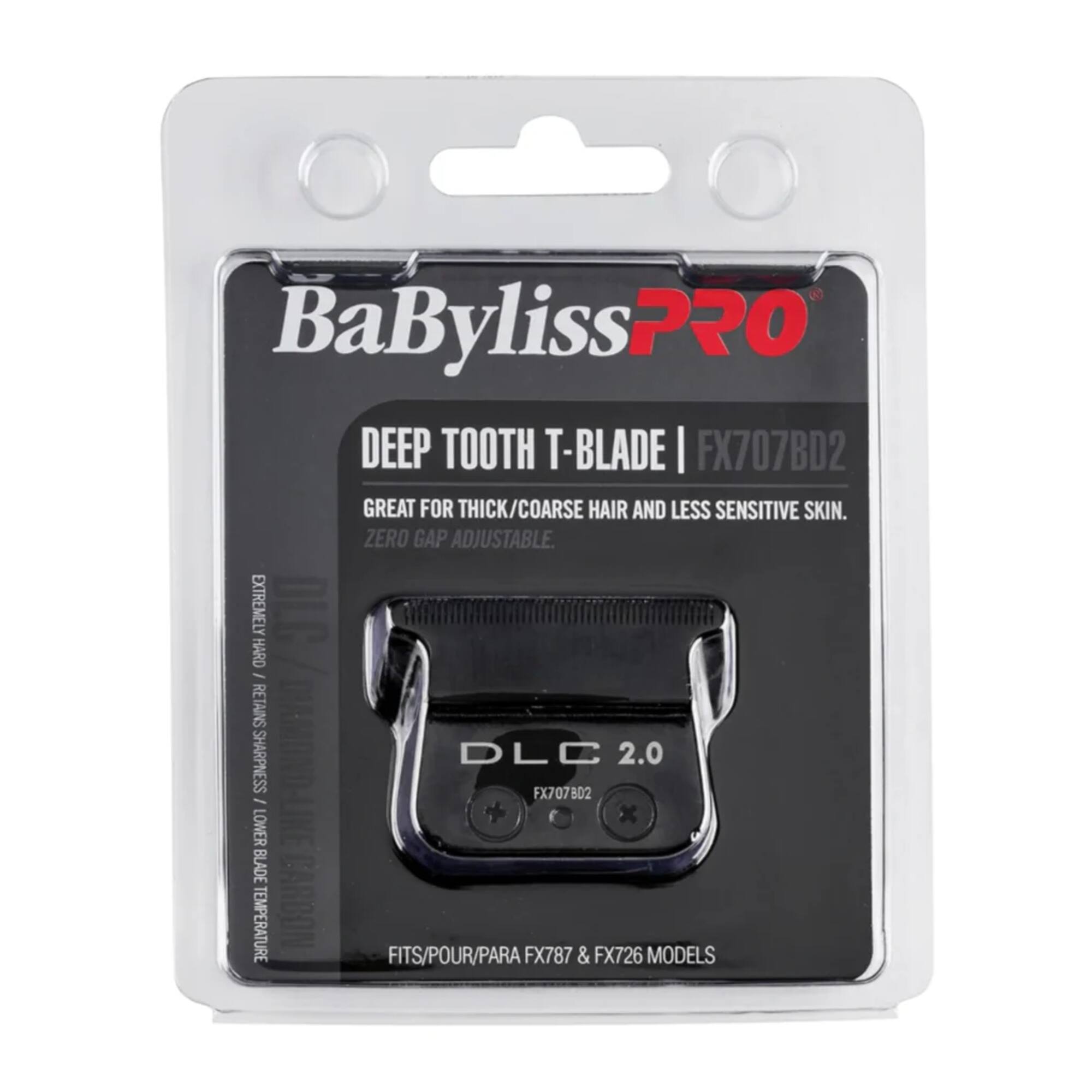 BaBylissPRO DEEP TOOTH T-BLADE | FX707BD2 GREAT FOR THICK/COARSE HAIR AND LESS SENSITIVE SKIN. ZERO GAP ADJUSTABLE. EXTREMELY OLC HARD - RETAINS 2239R2 D'MOND-LIKE DLC 2.0 BLADE - LOWER TEMPERATURE ULL/DAMOND-LINE. CARBON CARBON FX787 FX707B02 & FX726 MODELS FITS/POUR/PARA