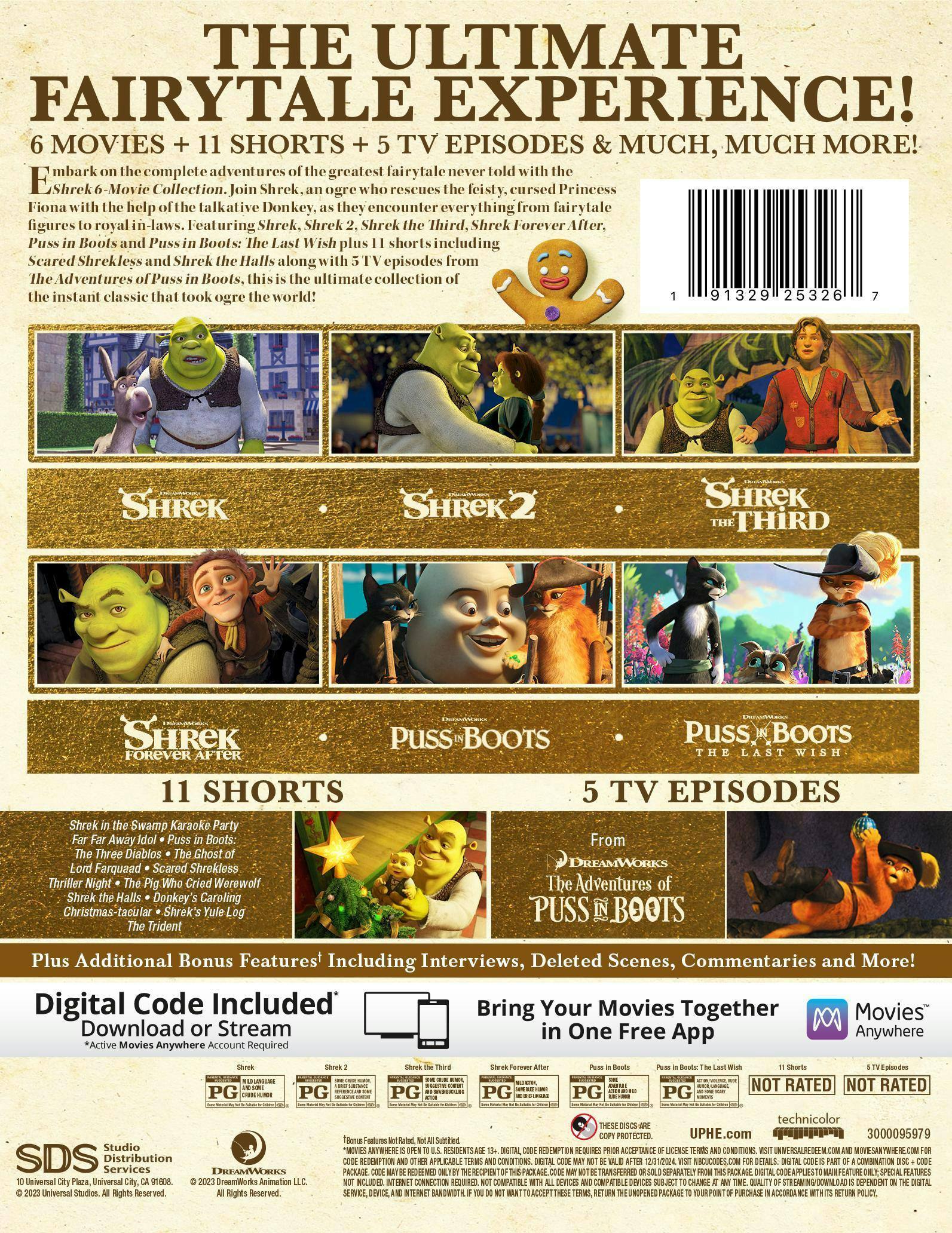 Back. Shrek 6-Movie Collection (Box Set) [Blu-ray].