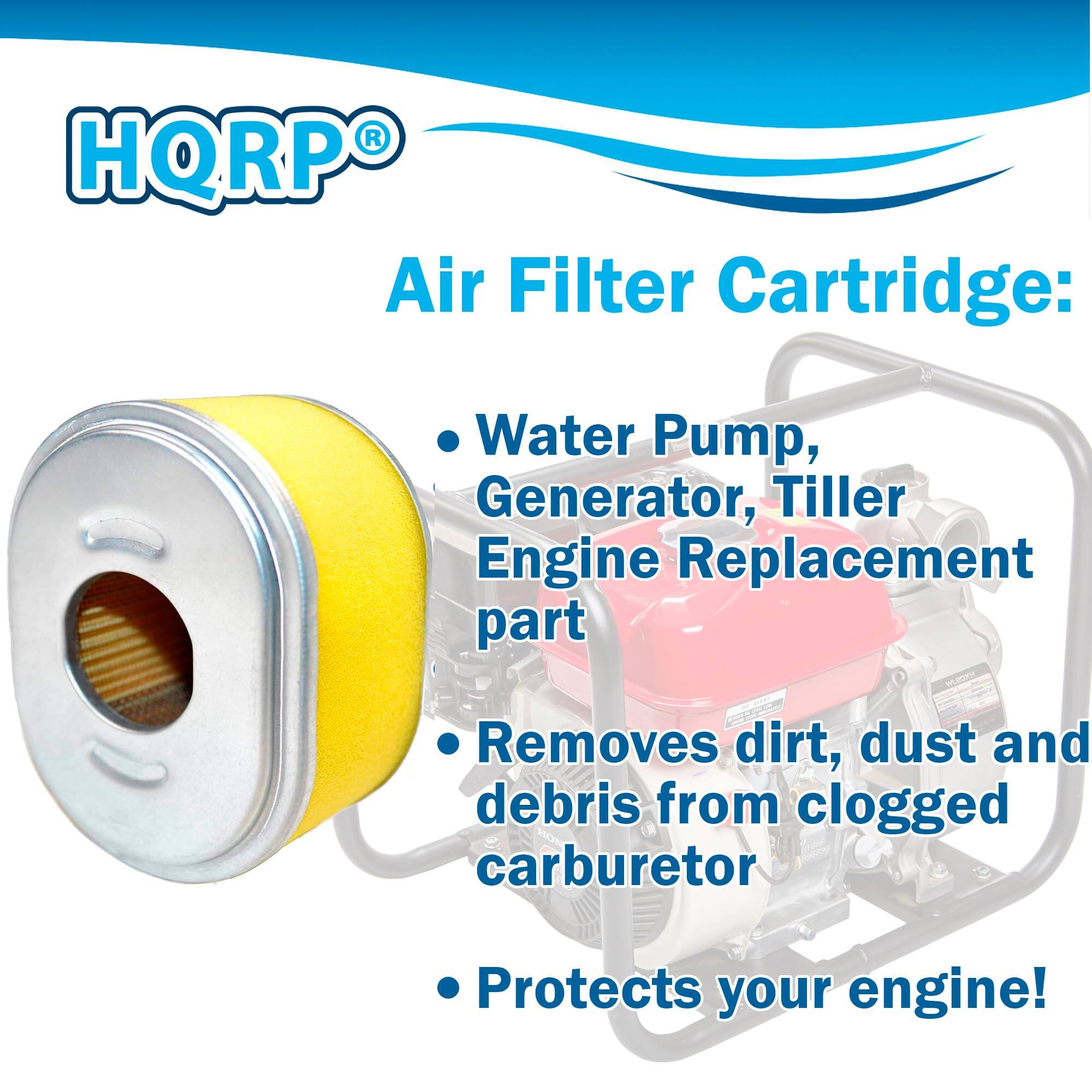 HQRP® Air Filter Cartridge:  
- Water Pump, Generator, Tiller Engine Replacement part  
- Removes dirt, dust and debris from clogged carburetor  
- Protects your engine!