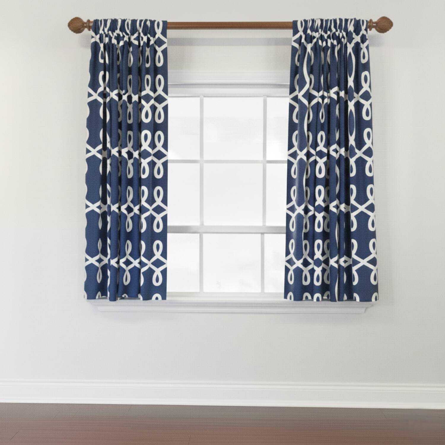 Angle. RLF Home - RLF Home Oblique 100% Cotton Rod Pocket Window Curtain set of 2 Panels 100" x 63" Navy - Navy.