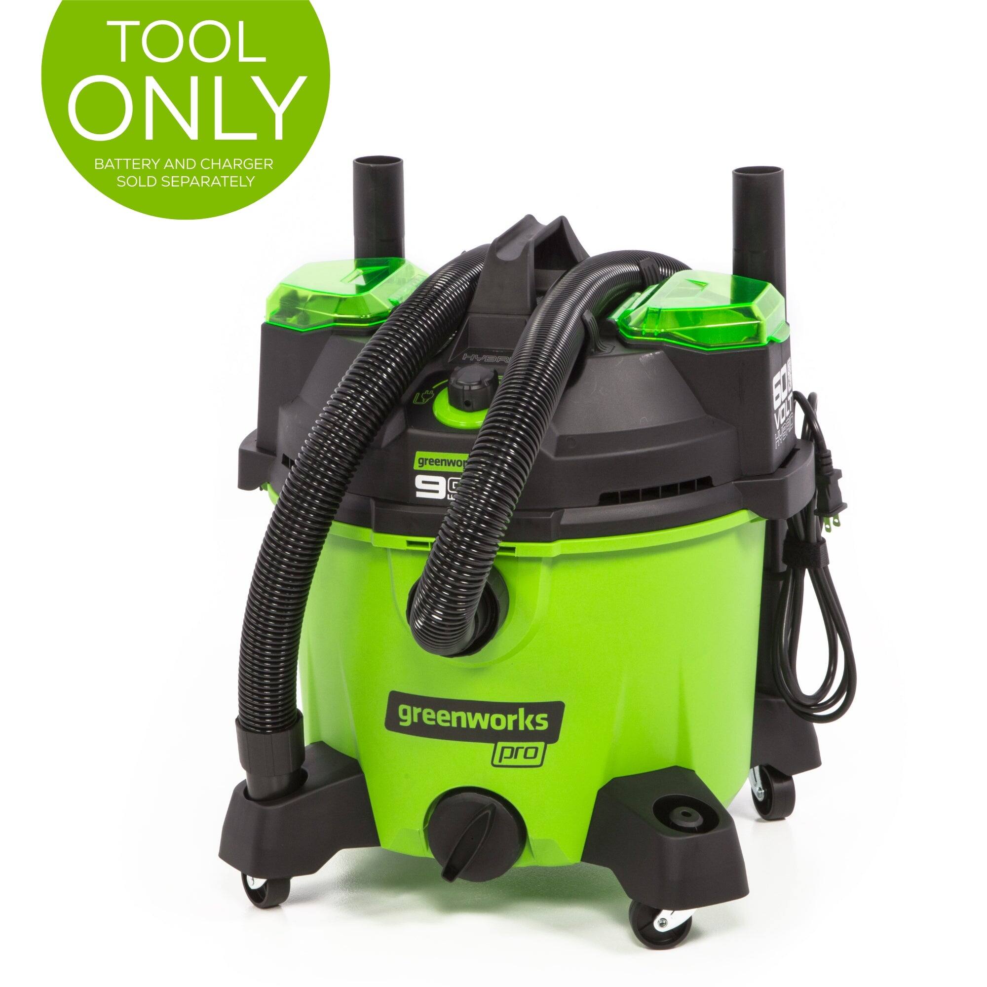 Greenworks - 60V 9-Gallon AC/DC Wet/Dry Vacuum (Tool Only, Battery and Charger Not Included)