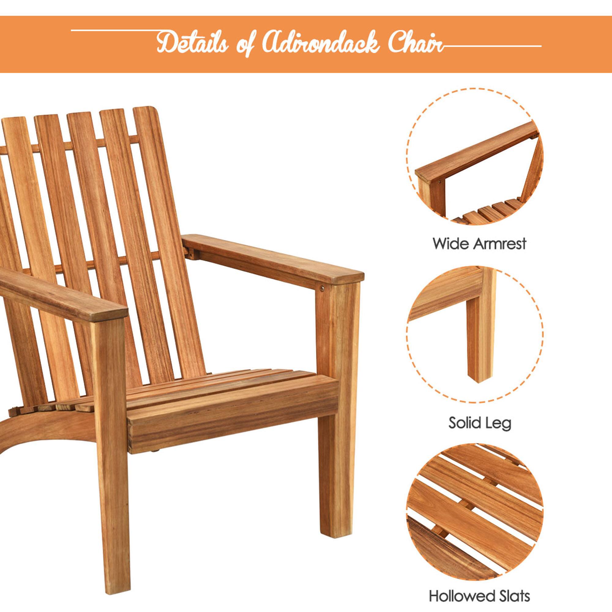 Details of Adirondack Chair
Wide Armrest
Solid Leg
Hollowed Slats