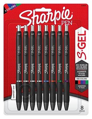 Sharpie - S-Gel Retractable Gel Pens, Medium Point, 0.7mm, Assorted Ink, 8/Pack (2096148/2126231)