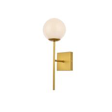 Front. Living District - Neri 1 light brass and white glass wall sconce - Brass And White.