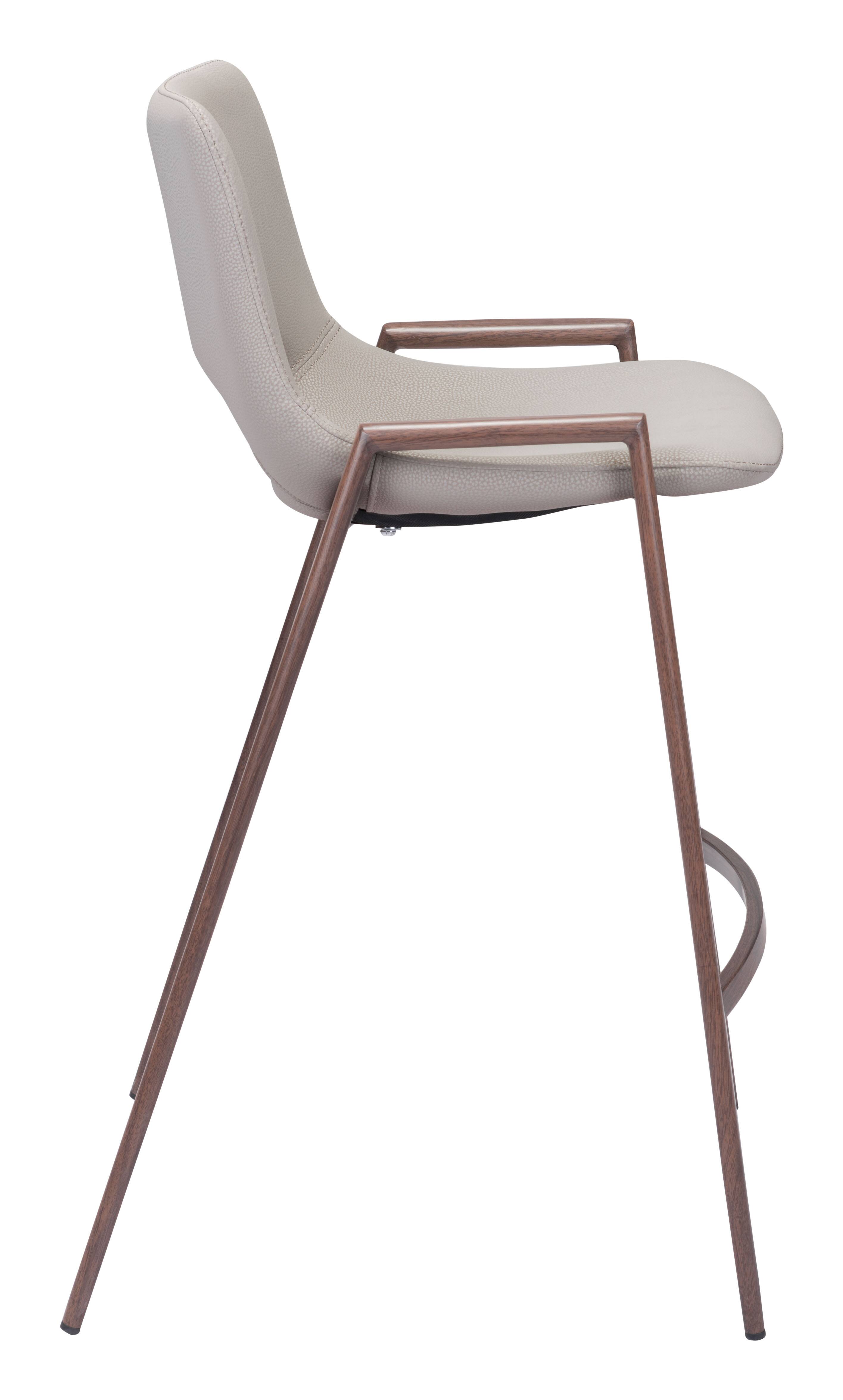 Back. Hivvago - Desi Counter Stool (Set of 2) Beige & Walnut - Beige & Walnut.