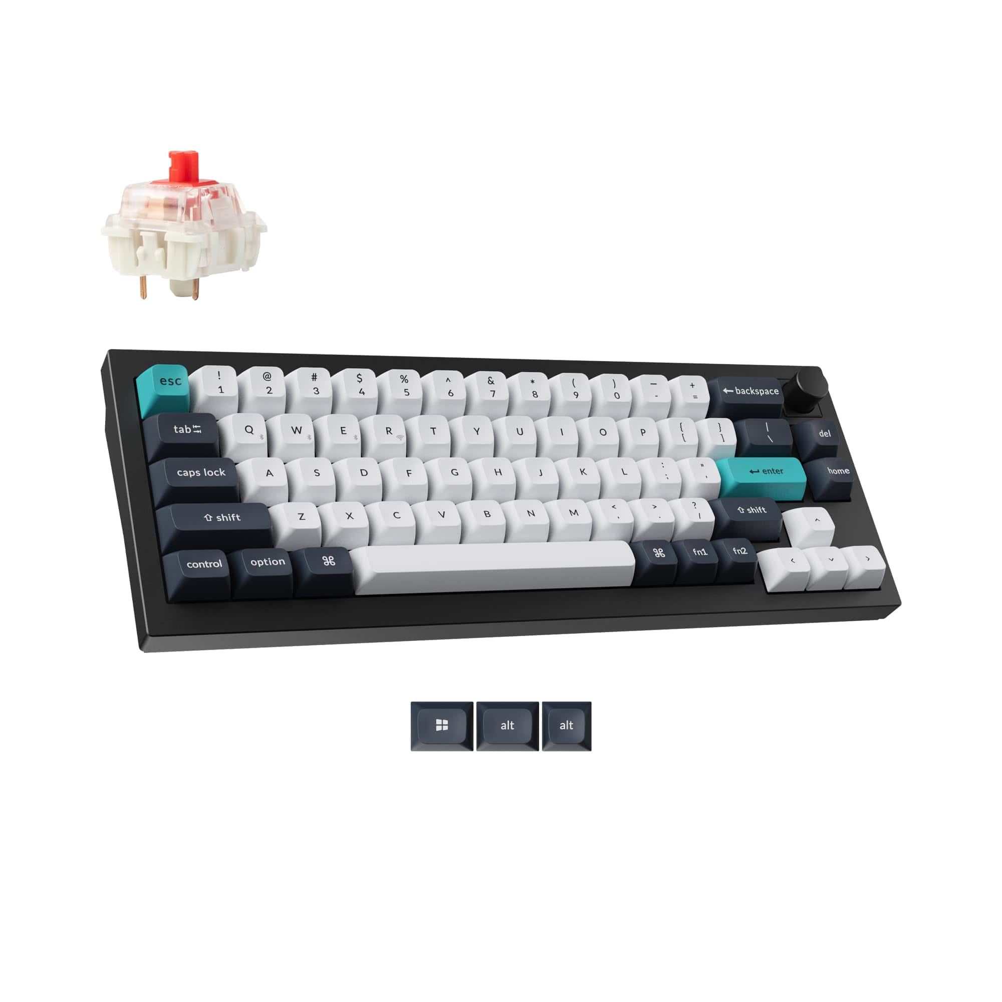 Empire DigiLabs - Q2 Max Wireless Gaming Qmk via Knob Ghz bluetooth Compact Rgb Hot swap With Gateron Banana For Windows Linux - Gateron Jupiter Red Switch-Black