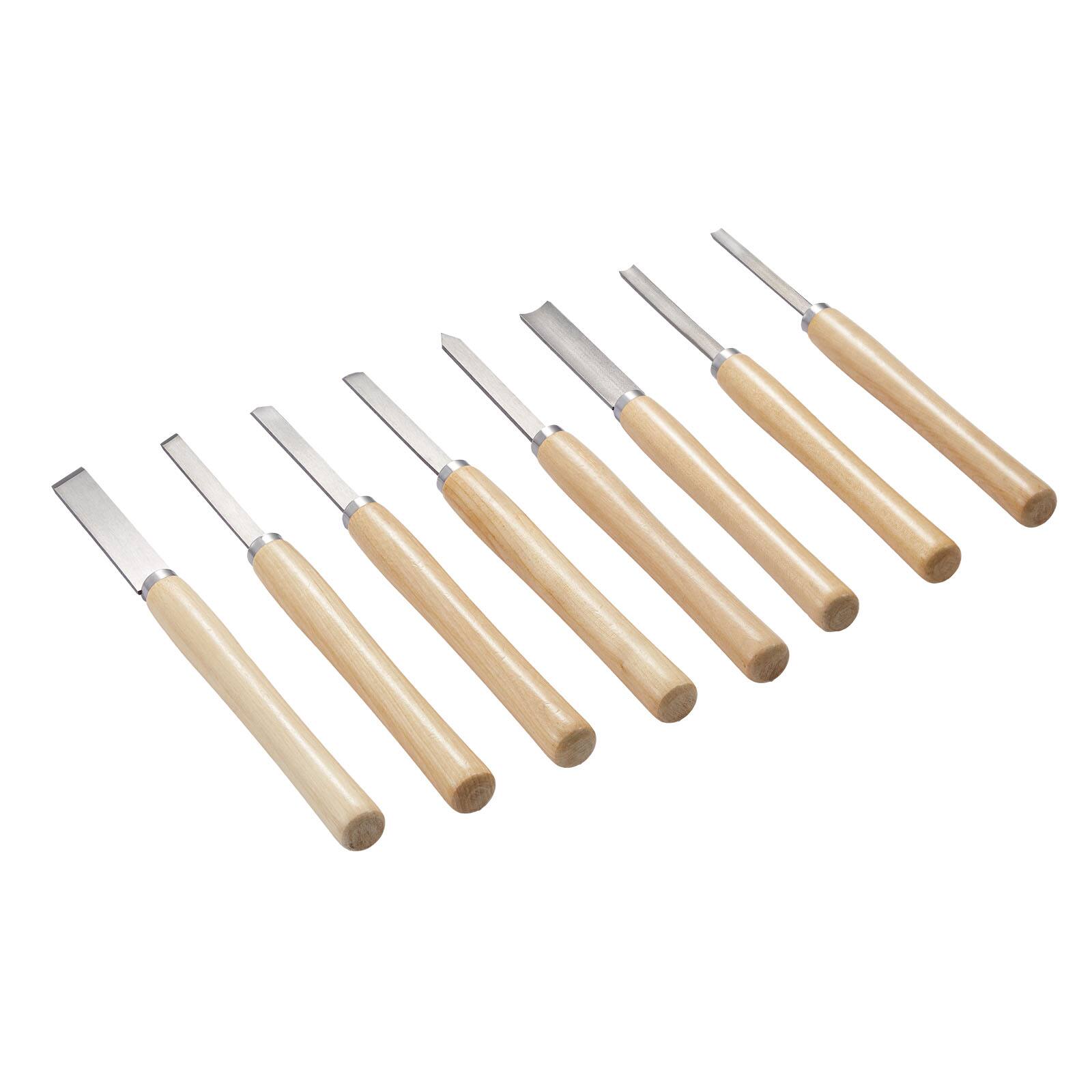 Alt View 5. VEVOR - Wood Lathe Turning Tool Set, 8PCS, Lathe Chisel Set with Carbon Steel Blade, 2 Skew,1 Spear Point,1 Parting,1 Round Nose - Wood color;Silver.
