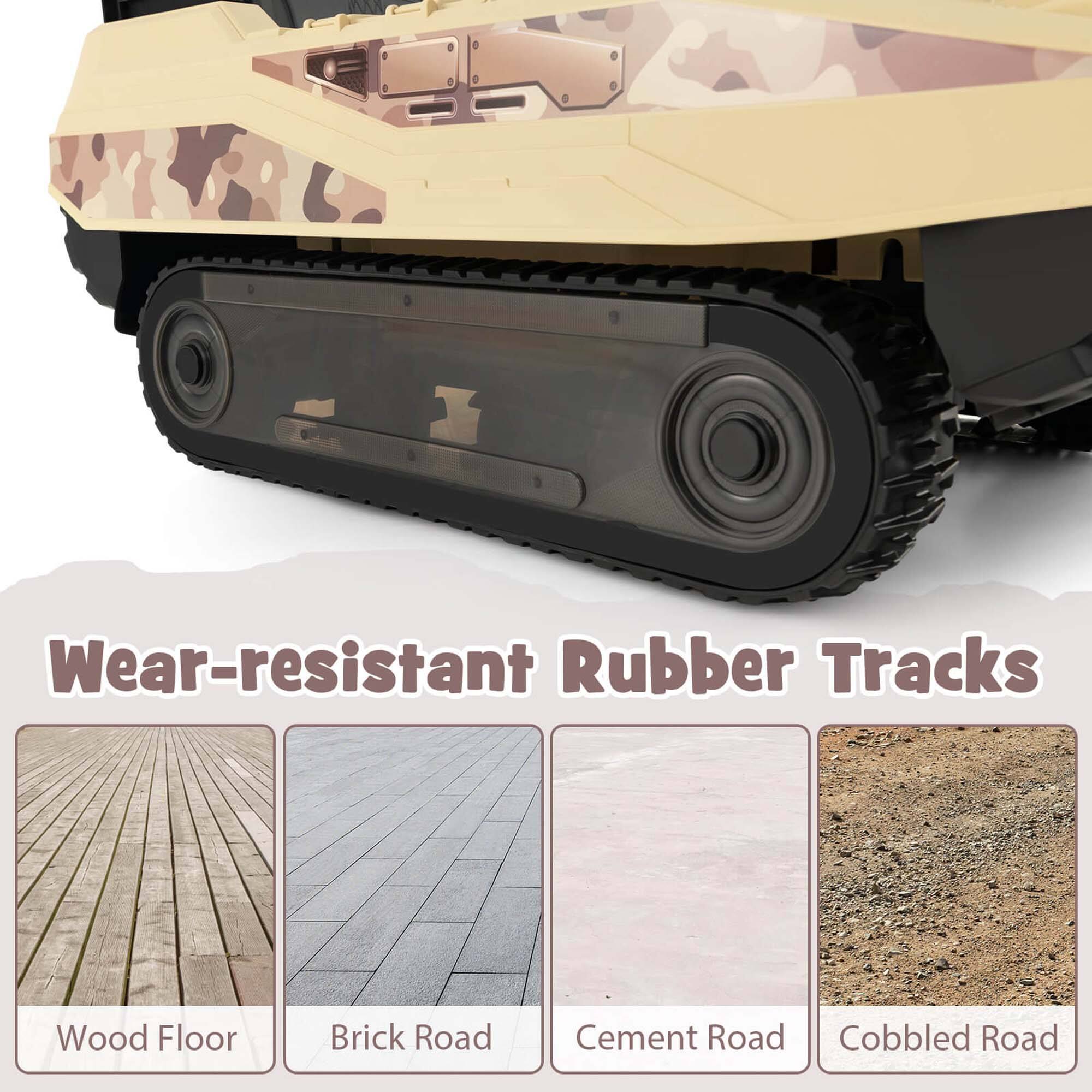 Wear-resistant Rubber Tracks

Wood Floor  
Brick Road  
Cement Road  
Cobbled Road
