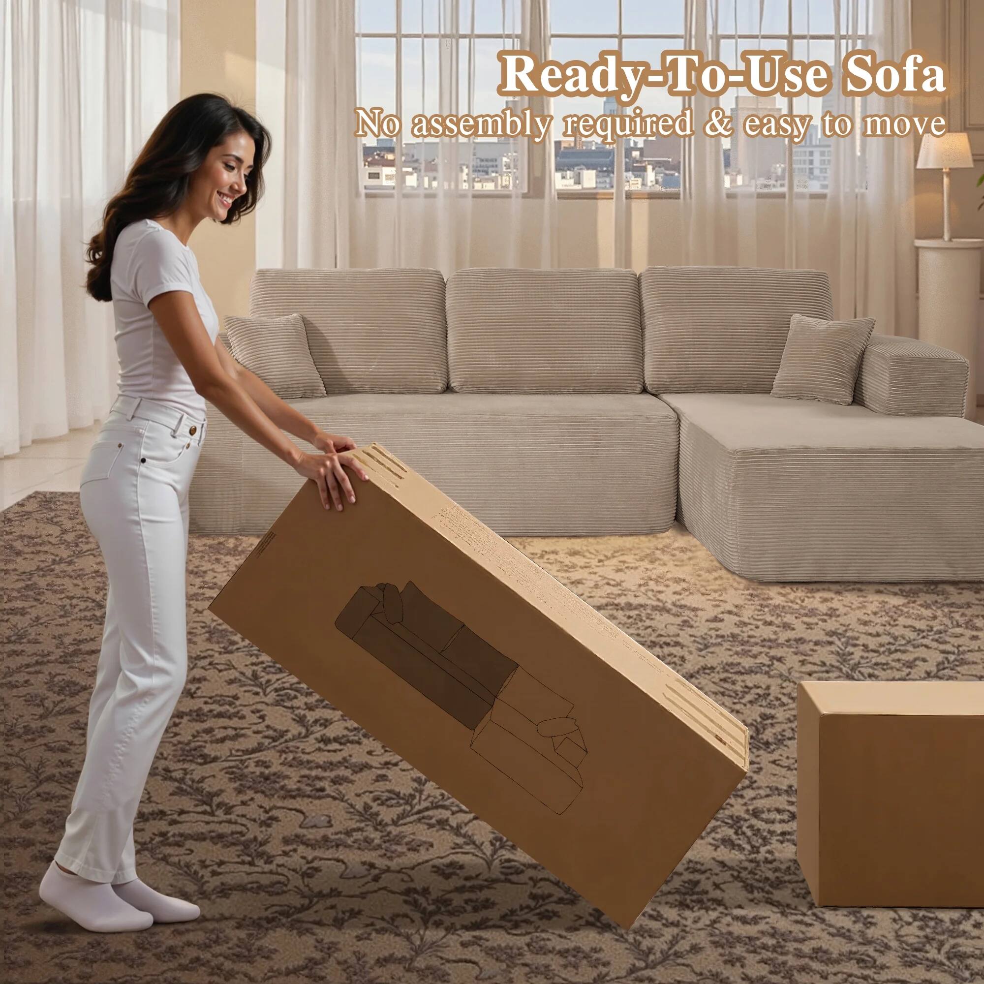 Ready-To-Use Sofa  
No assembly required & easy to move