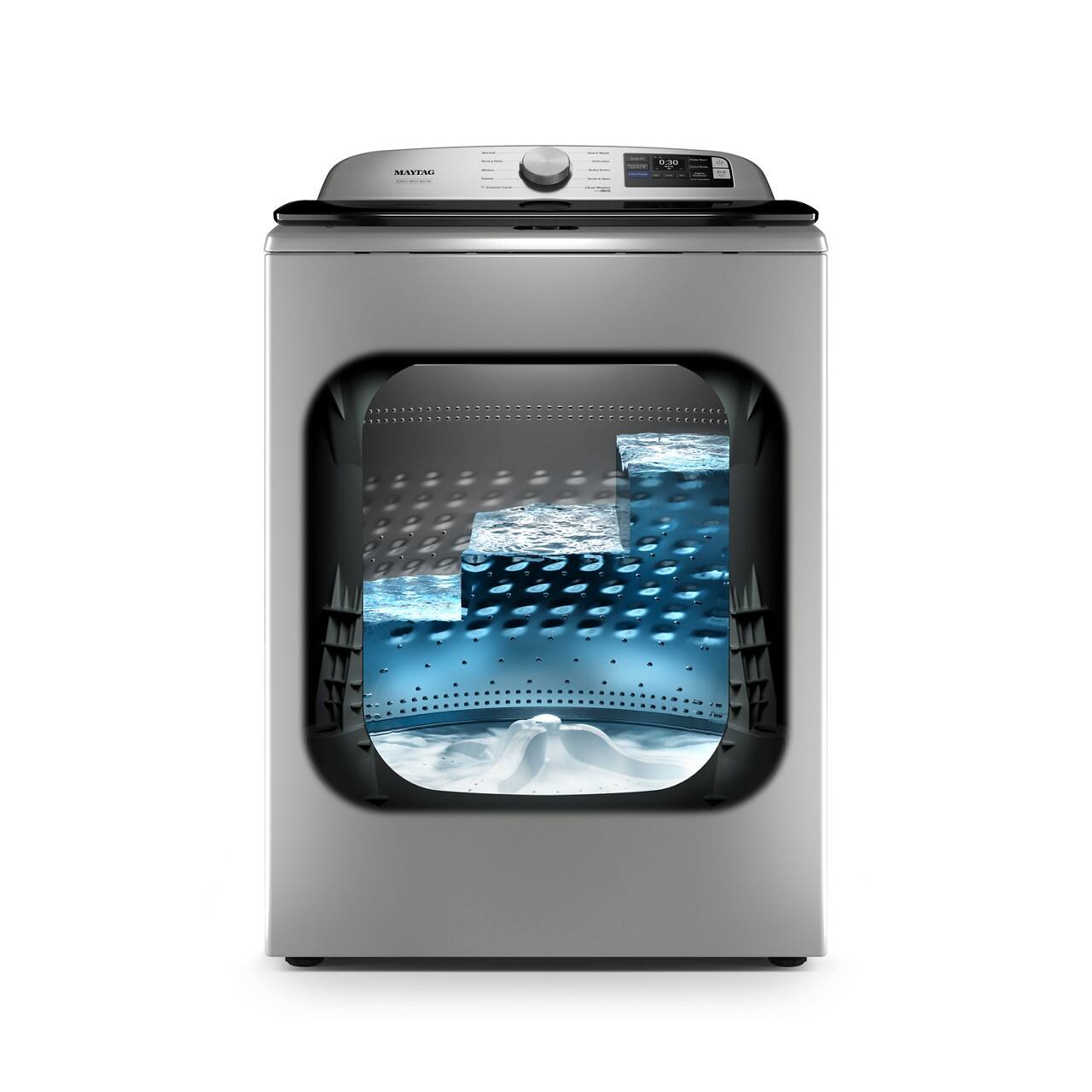 Alt View 5. Maytag - 5.3 Cu. Ft. Smart Top Load Impeller Washer with Extra Power - Classic SIlver.