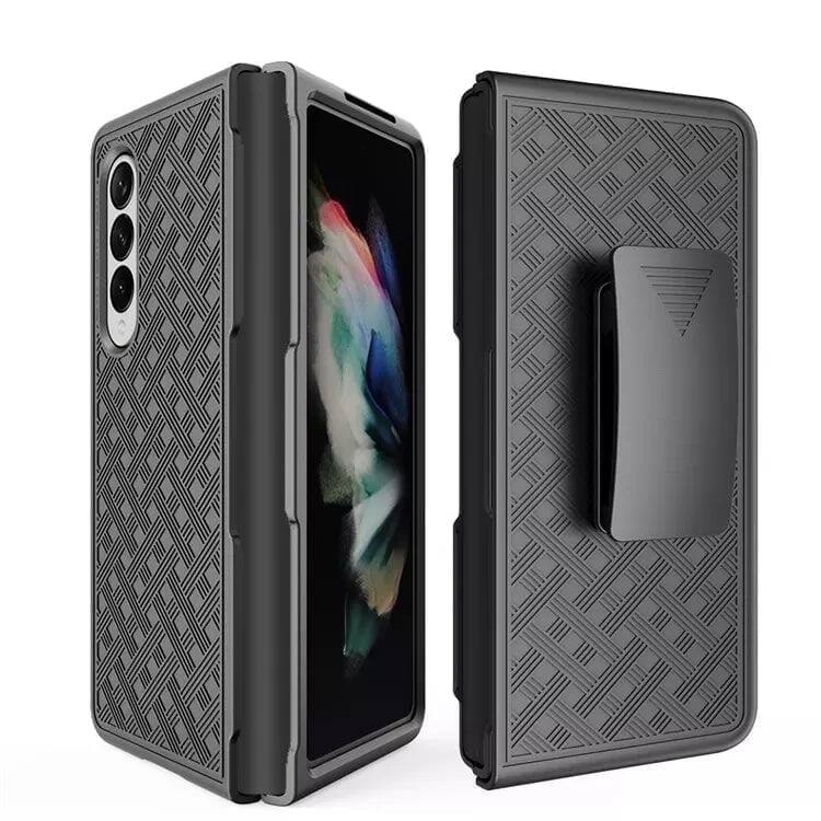 Front. RomeTech - Shell Holster Combo Case for Samsung Galaxy Z Fold4 - Black - Black.