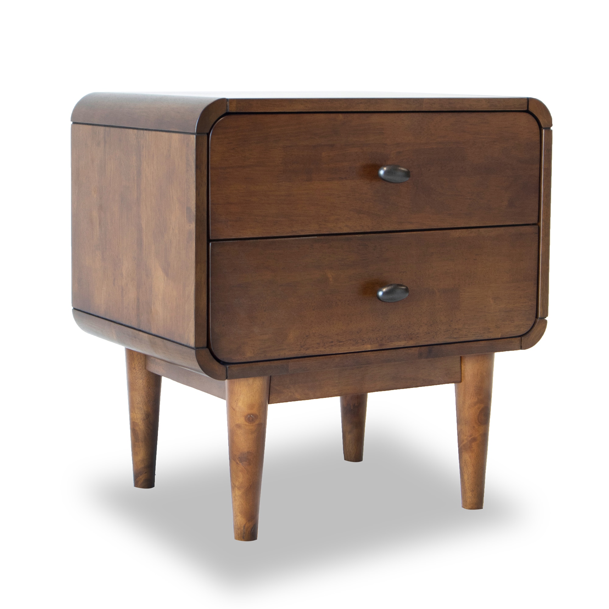Spaco - Mid Century Modern Style Night Stand with 2 Drawer for Bedroom - Brown