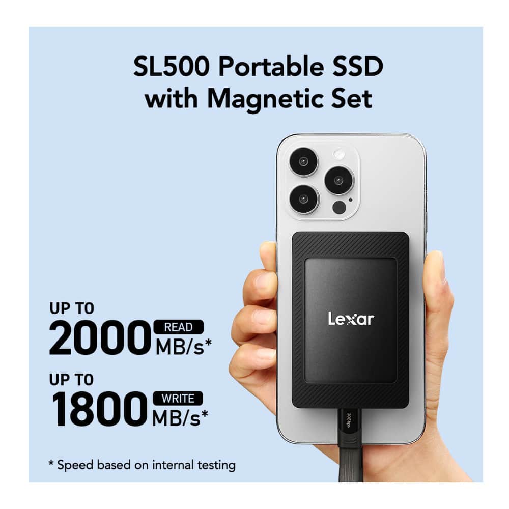 Lexar SL500 Portable SSD with Magnetic Set (2TB) Black LSL500M002T