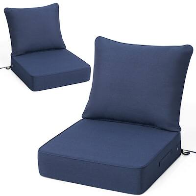 Alt View 5. Crestlive Products - Crestlive Products 1/2pc Outdoor Deep Seat Cushion Set 24 x 24 x 4.5in Seat Water and Fade Resistant - Navy Blue.