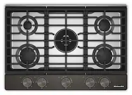 KitchenAid - 30" Gas Cooktop with 5 Burners and Integrated Wok Grate - Black Ore