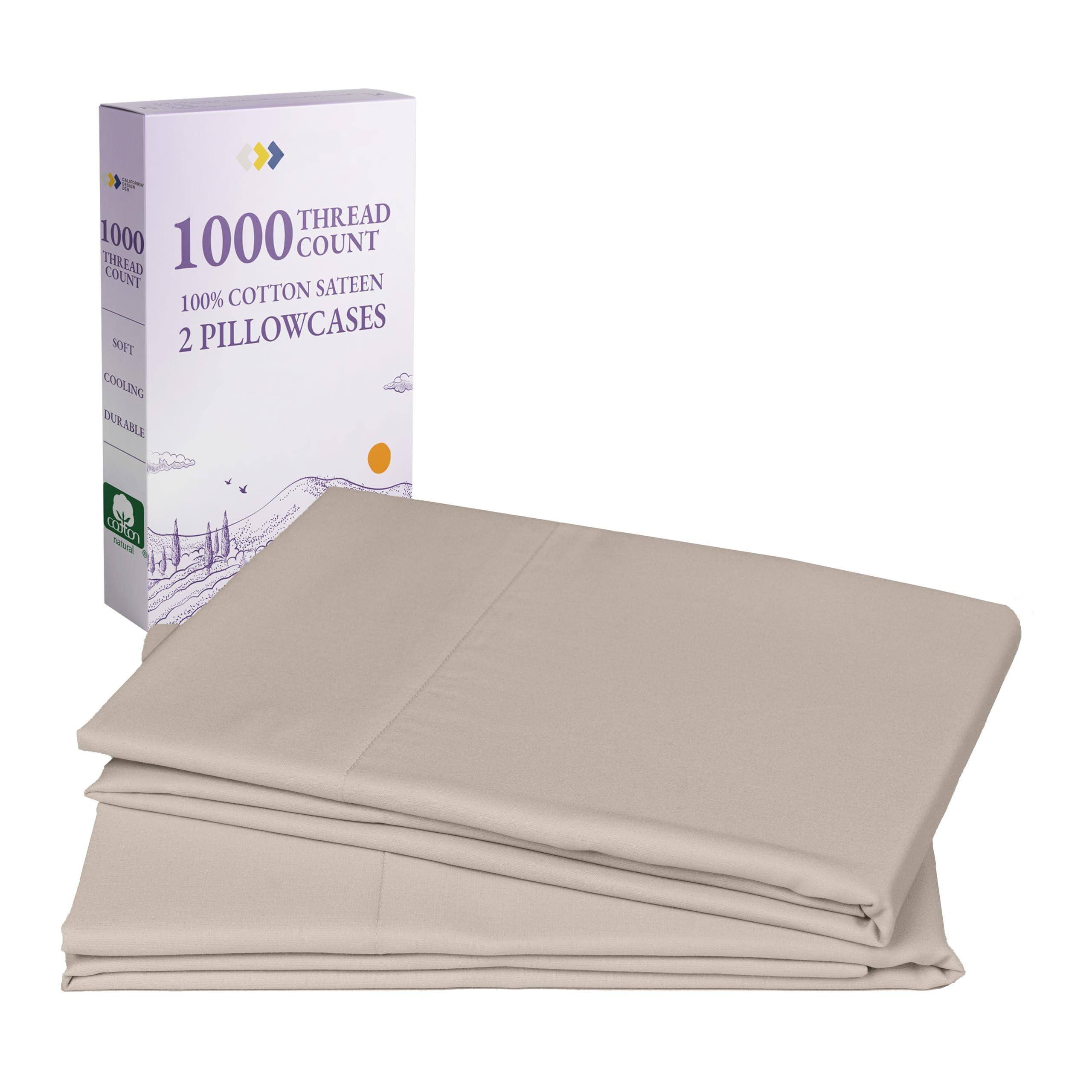 1000 THREAD COUNT  
100% COTTON SATEEN  
2 PILLOWCASES  
SOFT  
COOLING  
DURABLE