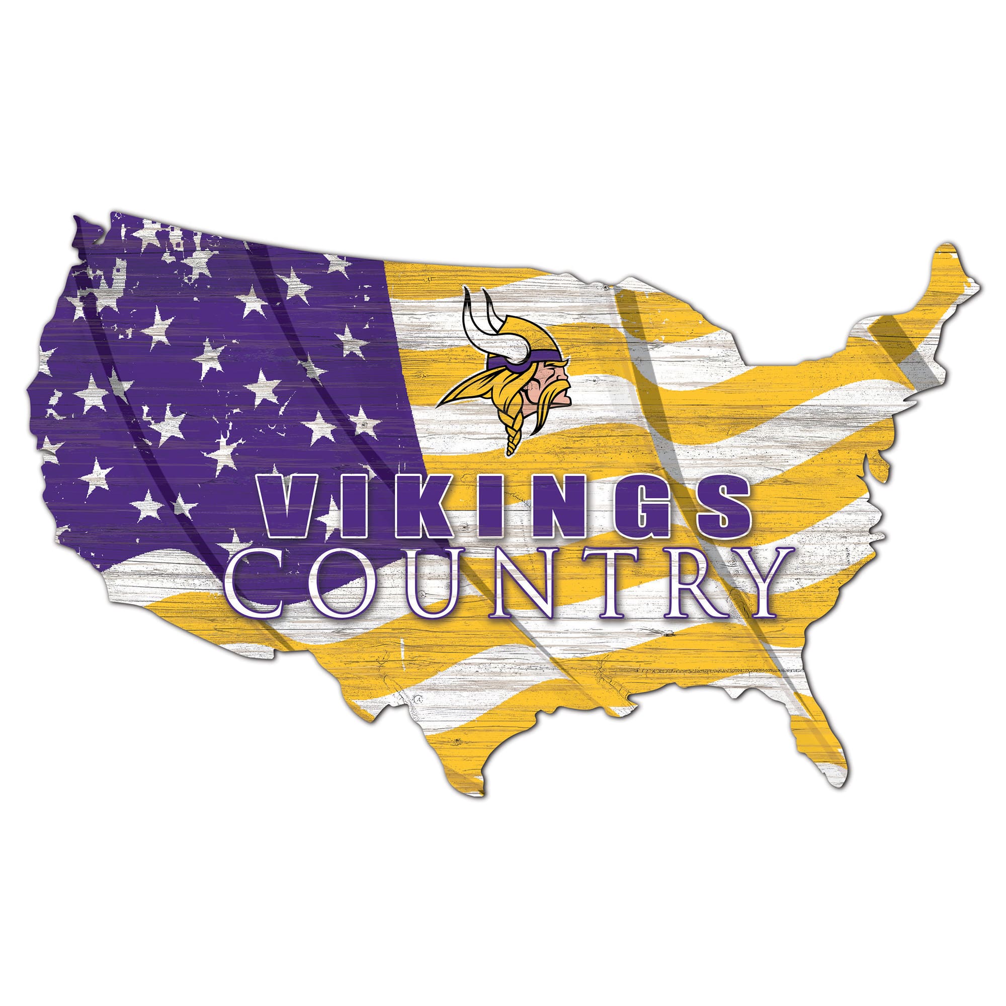 Fan Creations - Minnesota Vikings USA Flag Cutout Sign - Multicolor