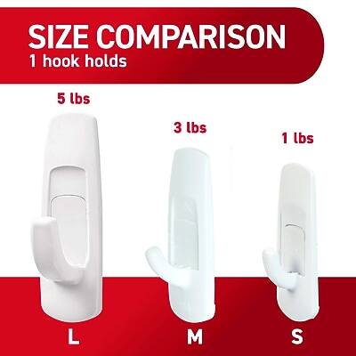 SIZE COMPARISON  
1 hook holds

5 lbs  
L

3 lbs  
M

1 lbs  
S