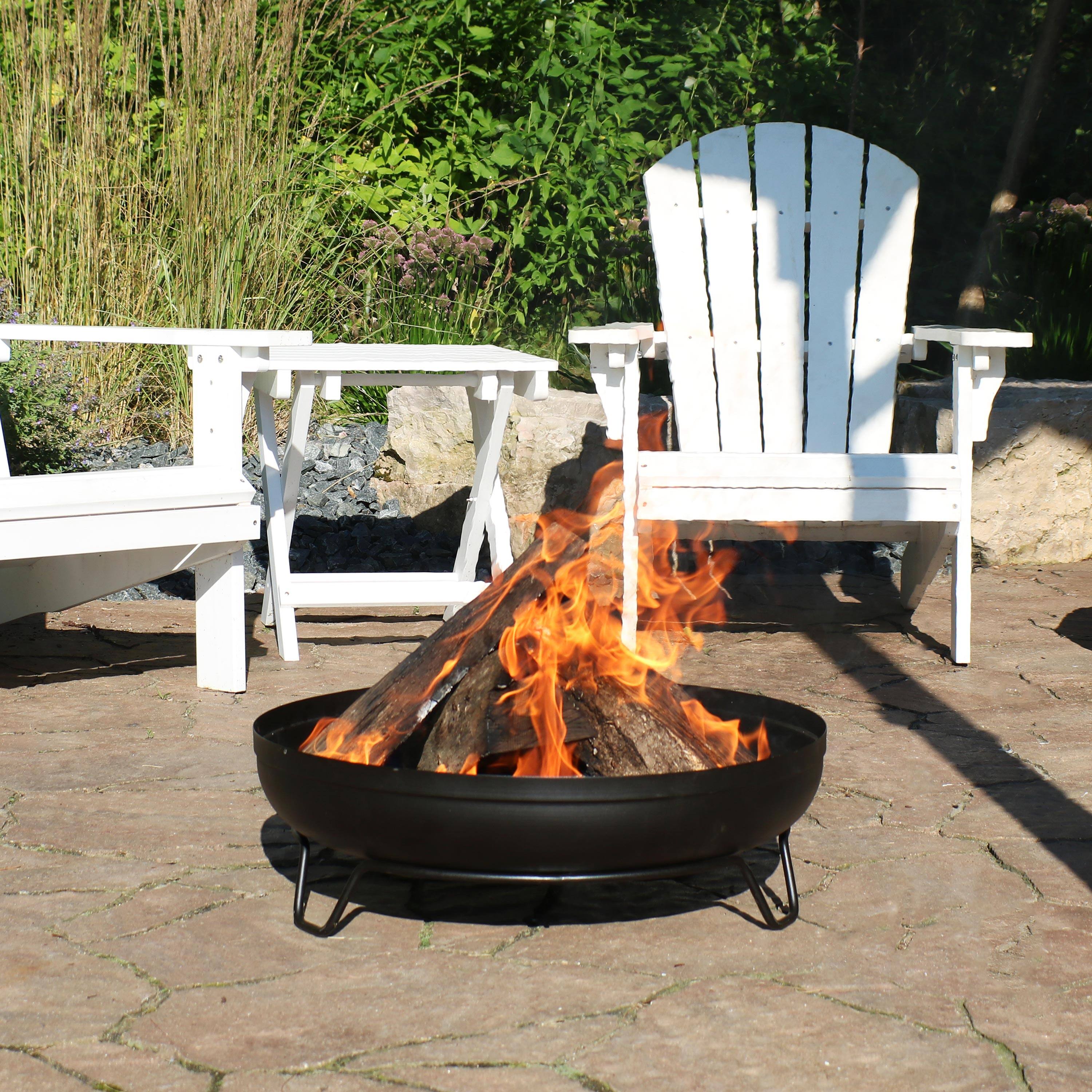 Alt View 1. Sunnydaze - 23 in Steel Wood-Burning Fire Pit Bowl with Stand - Black.