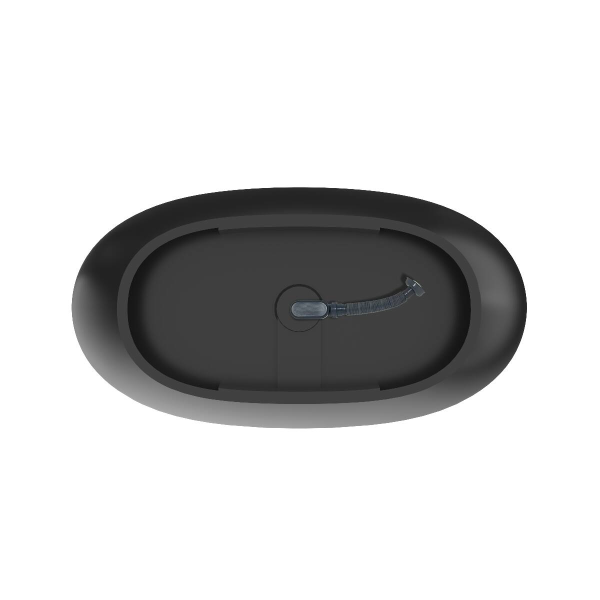 Alt View 9. Loheer - Loheer 61 in Freestanding Solid Surface Soaking Bathtub, Matte Black Oval Tub with Center Drain - Black.