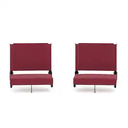 Emma + Oliver - Set of 2 500 lb. Rated Lightweight Stadium Chair with Ultra-Padded Seat - Maroon