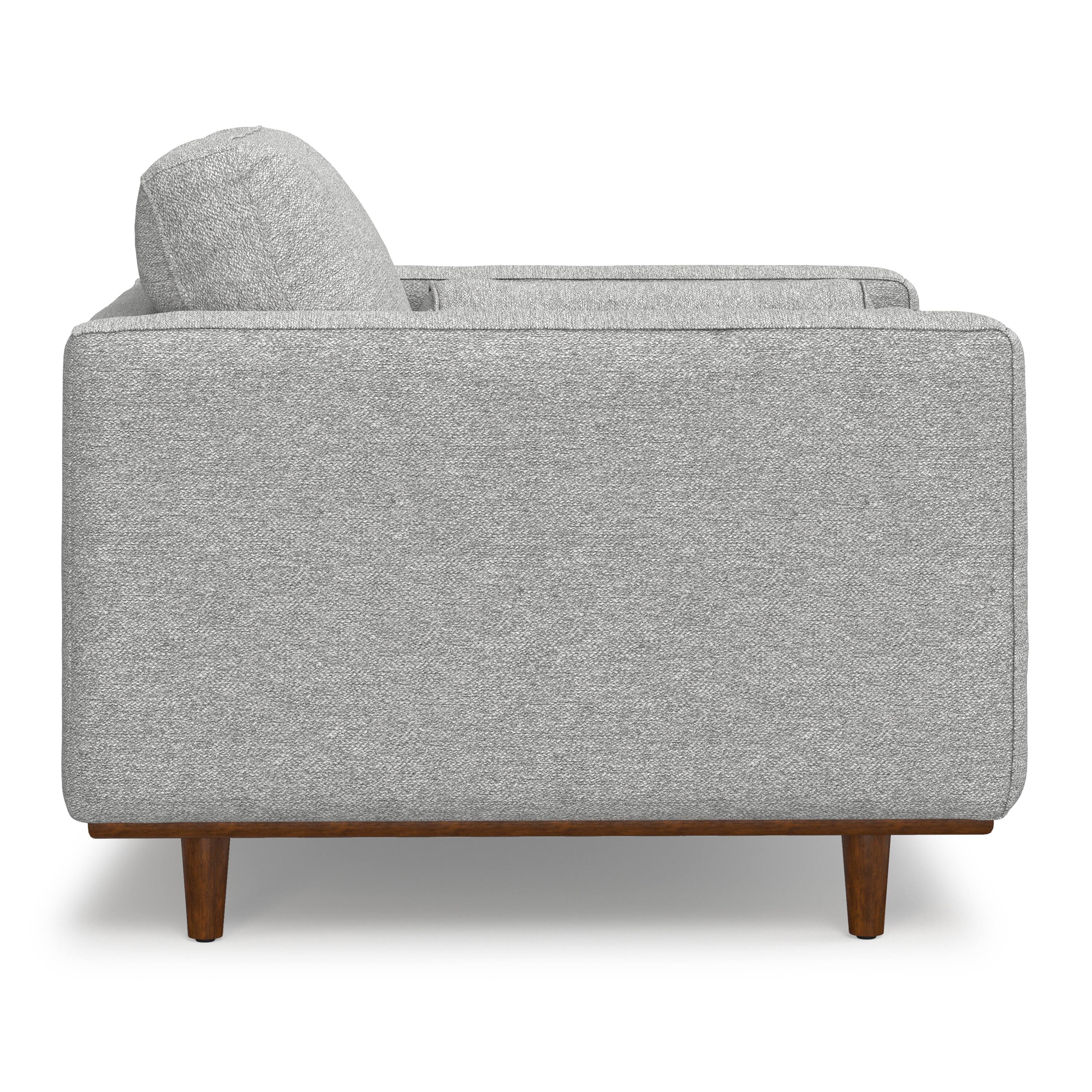Alt View 1. Simpli Home - Morrison 42 inch Wide Mid-Century Modern Arm Chair in Mist Grey Performance Fabric - Mist Grey.