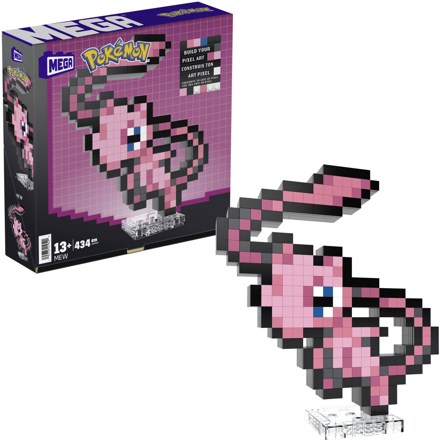 Mega Bloks - Pokemon Mew, Pixel Art, 434 Piece Building Toy Set - Collectibles