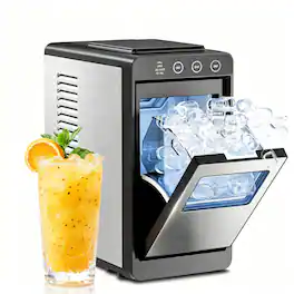 Electactic - 26-lb Ice Per day Portable/Countertop Bullet Ice Maker ( Stainless - Steel