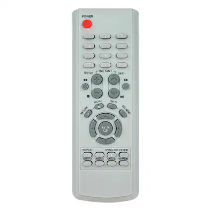 POWER 1 2 3 4 5 6 7 8 9 PROG 0 CLEAR INSTANT REPLAY + SKIP MENU RETURN HI INFO DISC MENU ENTER REPEAT OPEN/CLOSE EZ VIEW A-B STEP A SUBTITLE AUDIO ANGLE REPEAT