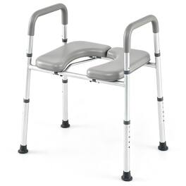 Costway - Raised Toilet Seat, Heavy-duty 400 LBS Toilet Seat Riser with Non-slip Handles - Silver + Gray