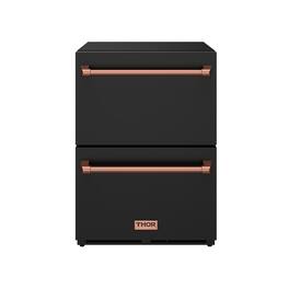 Gordon Ramsay Series by Thor Kitchen 24 Inch Indoor Outdoor Freezer Drawers with Rose Gold Hardware - Black