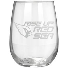 Great American Products - Arizona Cardinals Etched 17oz. Rally Cry Stemless Wine Glass - Multicolor