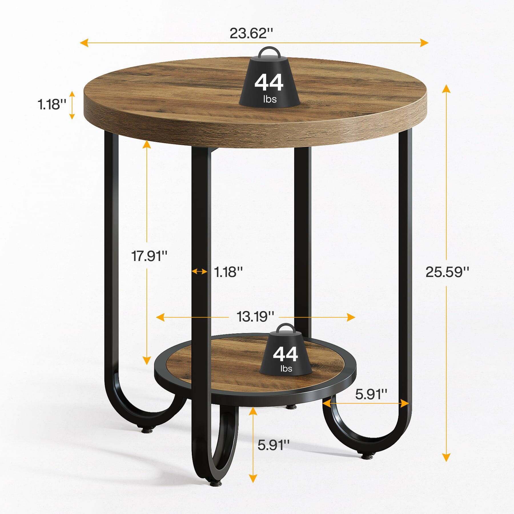 23.62" 1.18" 44 lbs 17.91" 1.18" 25.59" 13.19" 44 lbs 5.91" 5.91"