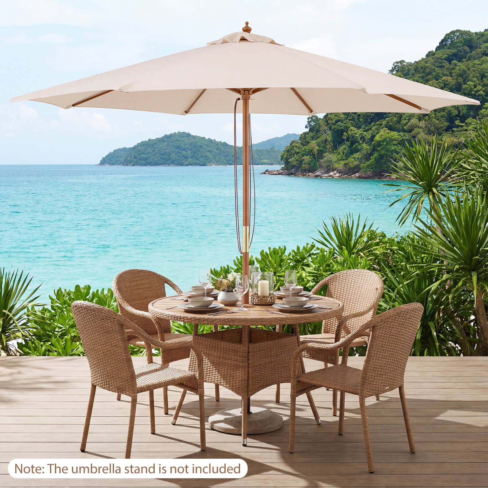 Note: The umbrella stand is not included
