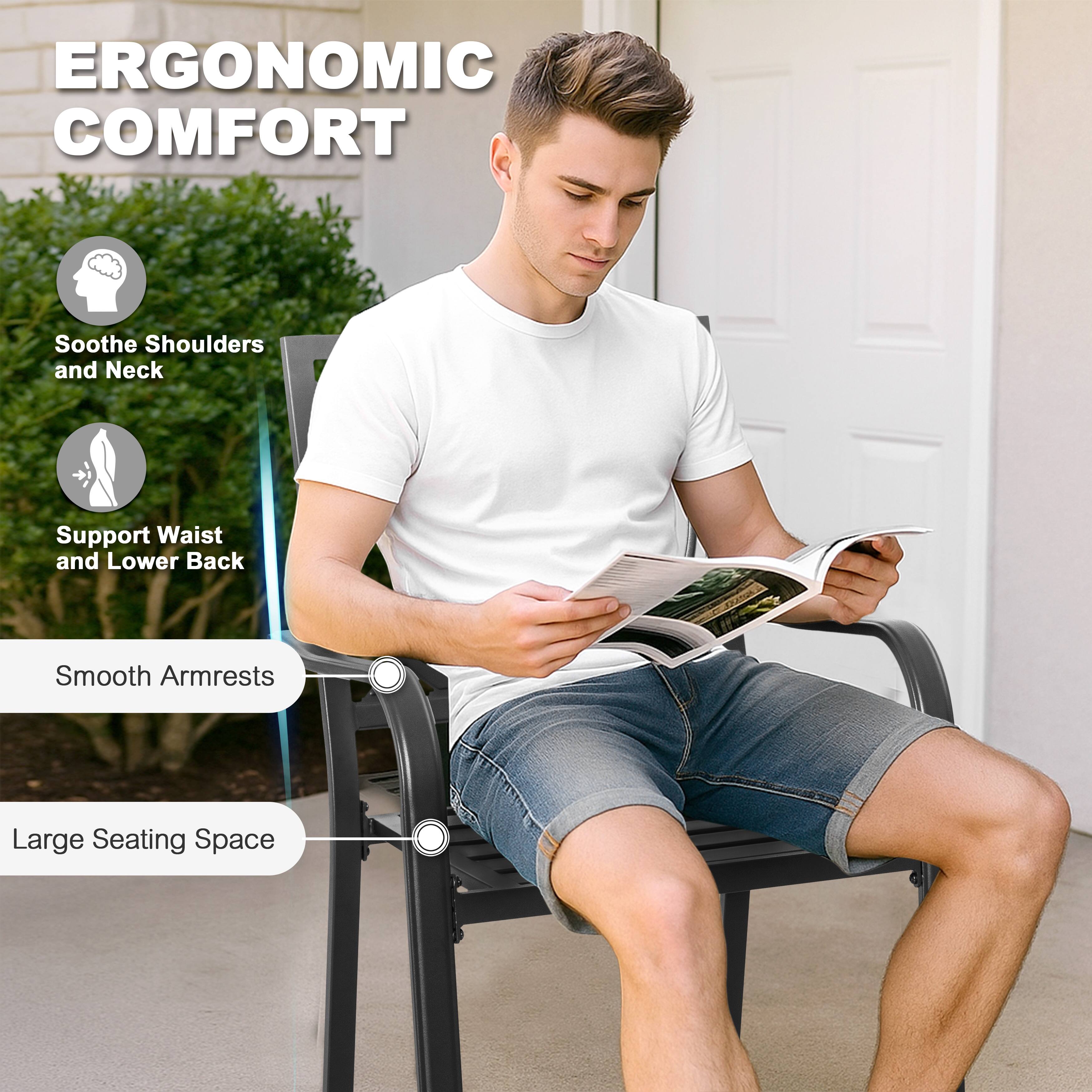 ERGONOMIC COMFORT

- Soothe Shoulders and Neck
- Support Waist and Lower Back
- Smooth Armrests
- Large Seating Space