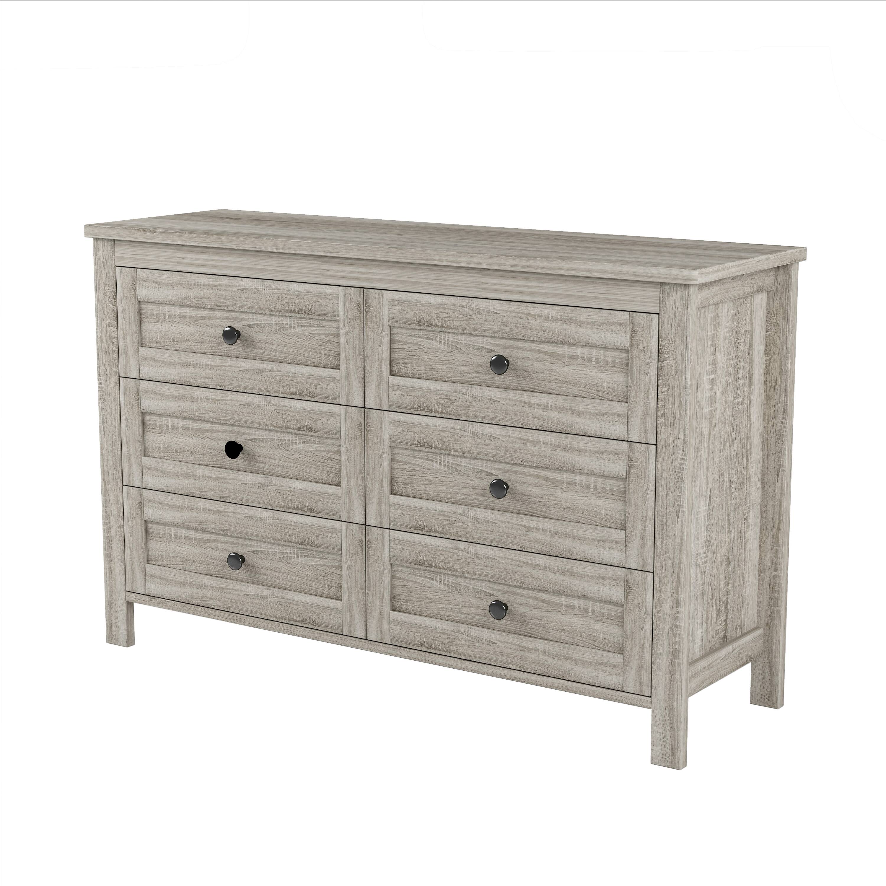 Front. Spaco - Spaco Dresser with 6 Drawer, Retro Farmhouse Style Wooden, Storage Cabinet for Bedroom,Living Room - Antique Gray.