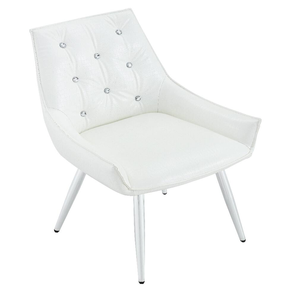 Alt View 2. Loheer - Loheer Crocodile Pattern Accent Chair Set of 2 White PU Leather - White.