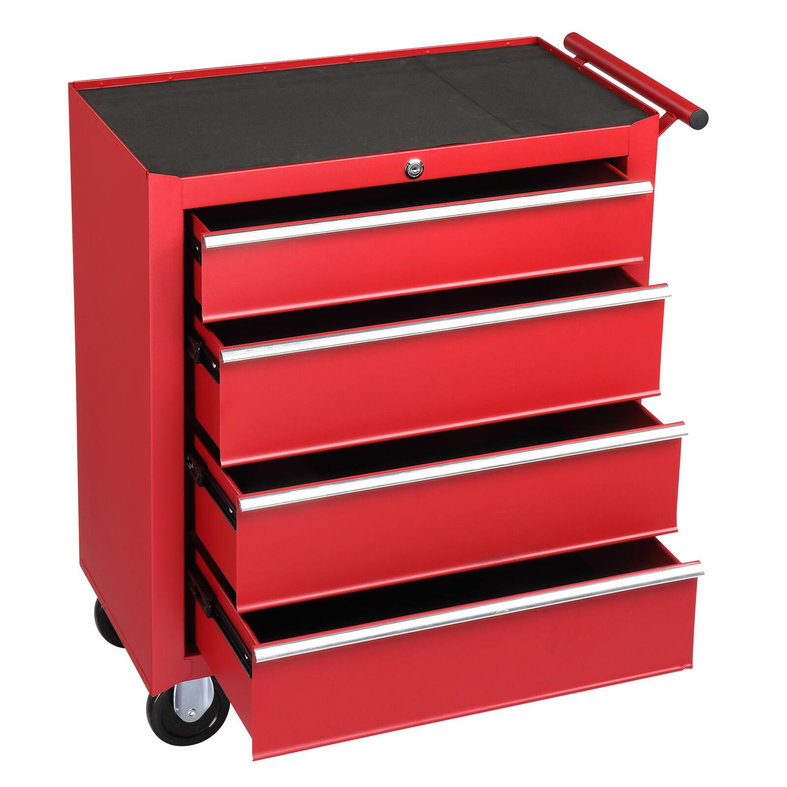 Left. Winado - 4-Drawer Rolling Tool Chest with Lock&Key & Drawer Liners Tool Storage Cabinet - Red.