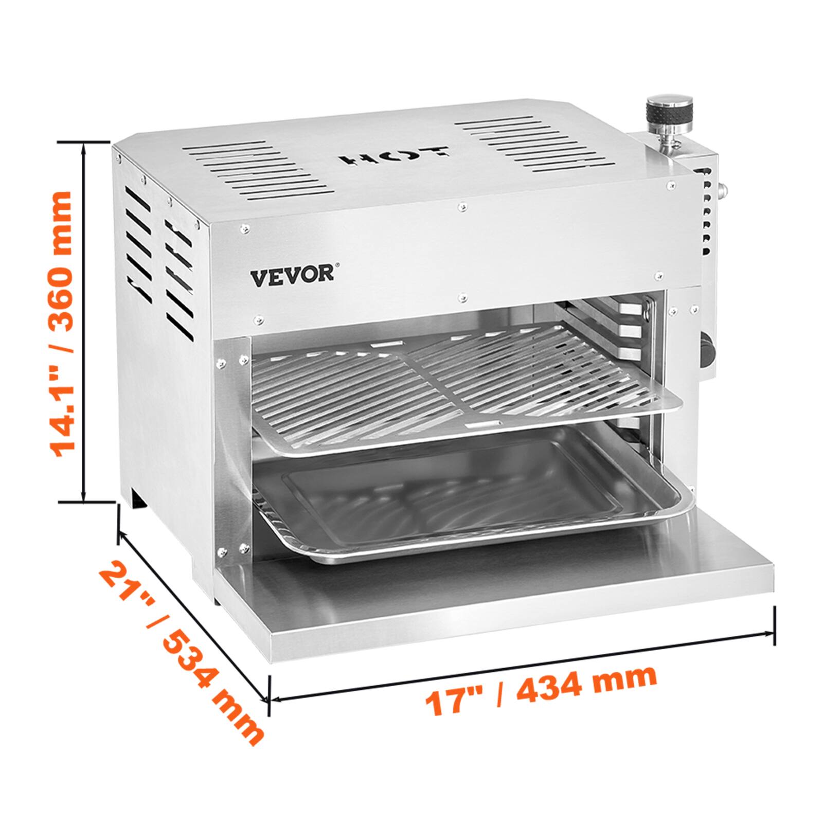 HOT  
VEVOR  
14.1" / 360 mm  
21" / 534 mm  
17" / 434 mm