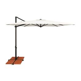 Mondawe - 8.6' Square Cantilever Patio Umbrella Black Frame with Cross Bar Stand - Natural