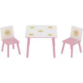 Qaba - Kids Toddler Table and Chair Set Furniture for Boys and Girls Aged 3-8, Bedroom, Nursery - Pink