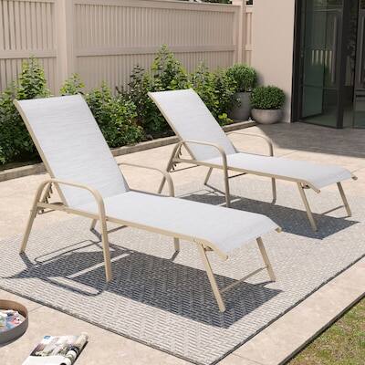 Angle. Crestlive Products - Crestlive Products Set of 2 Stackable Aluminum Frame Adjustbale Chaise Lounge Chair - Mix Color.