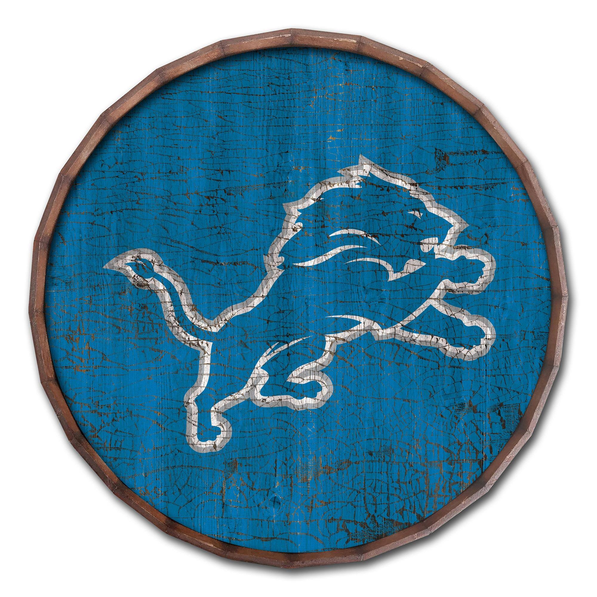 Detroit Lions 24" Cracked Color Barrel Top Sign